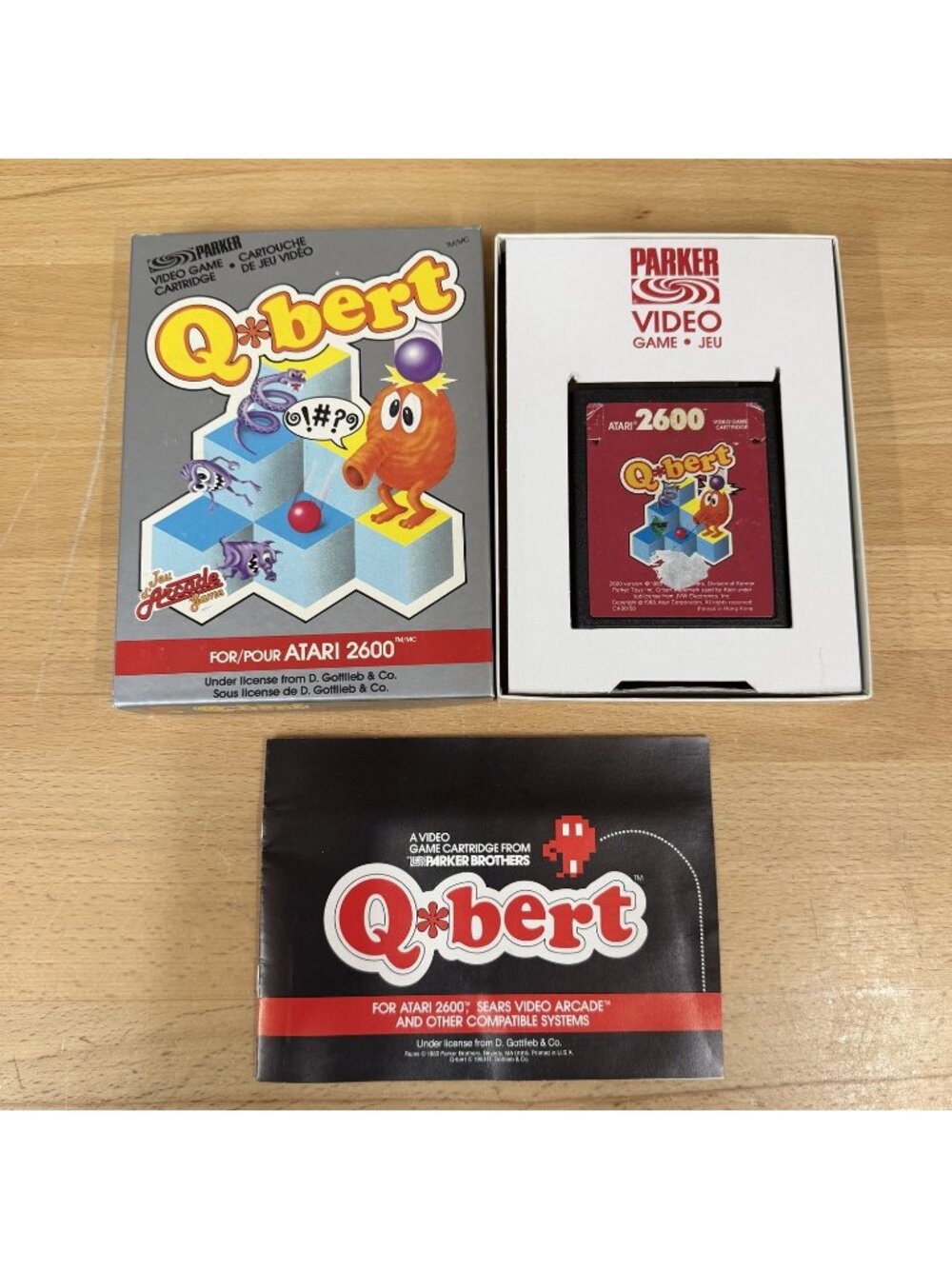 Q bert Atari 2600 Game Parker Brothers 1983 Cib Complete Silver Box CX26150